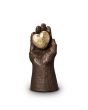 Keramische Urn bronzen Hand met Hart of Vlinder