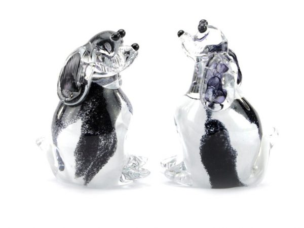 Glazen Urn Black Sitting & Standing Dog, hond
