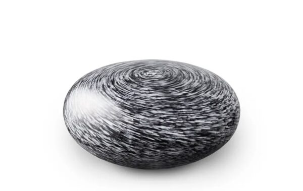 Round pebble black-white melange, glazen urn