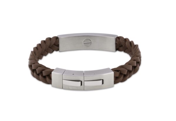 Armband leder en RVS