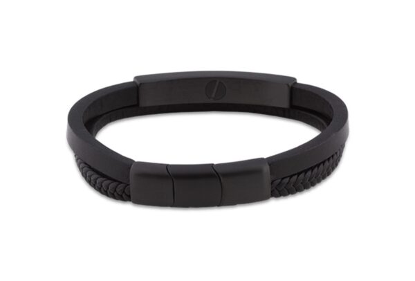 Armband leder met RVS